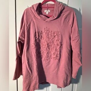 Style & Co Distressed Rose Pink Pull Over Hoodie